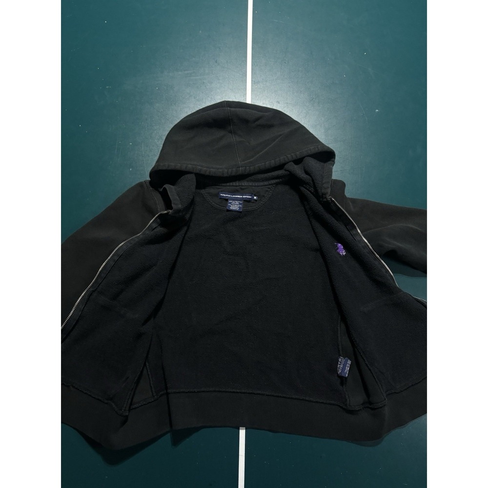 Polo Ralph Lauren Sport Full Zip Hoodie Sweatshirt Women's Medium Black Cropped - Picture 7 of 10
